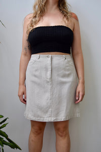 Tan Linen Blend Skirt