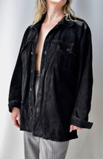 Black Suede Button Up