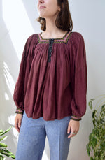 Maroon Papillon Peasant Blouse