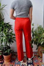Wide Leg Red Wool Pants