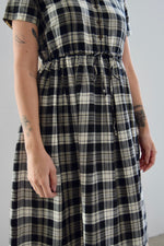 Plaid Linen Blend Market Dress