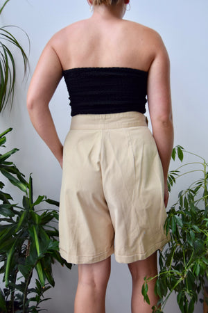 Neutral Cotton Trouser Shorts