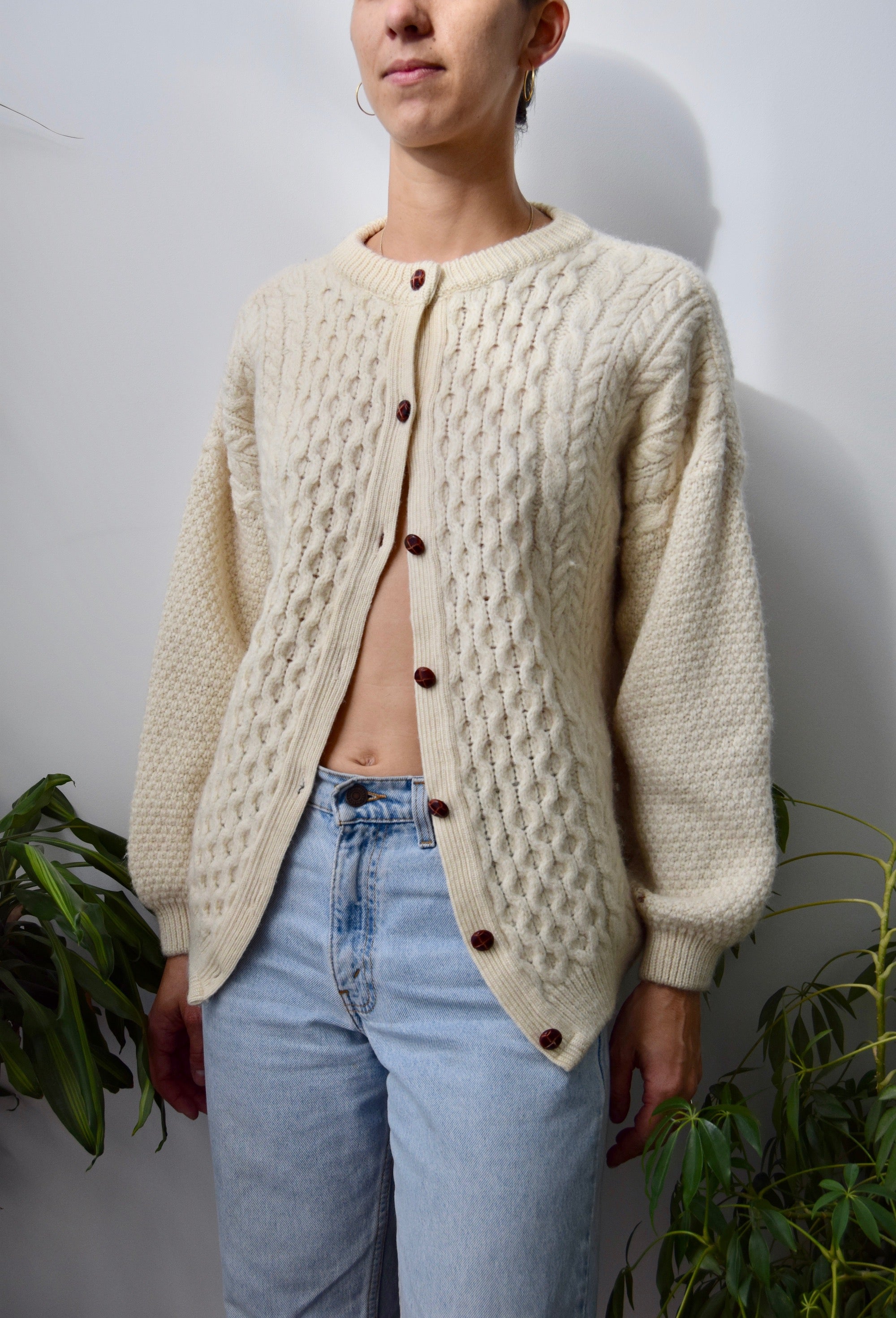 Cream Cable Knit Cardigan