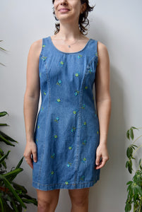 Embroidered Denim Dress