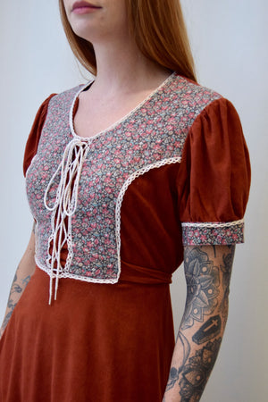 Seventies Rust Prairie Dress