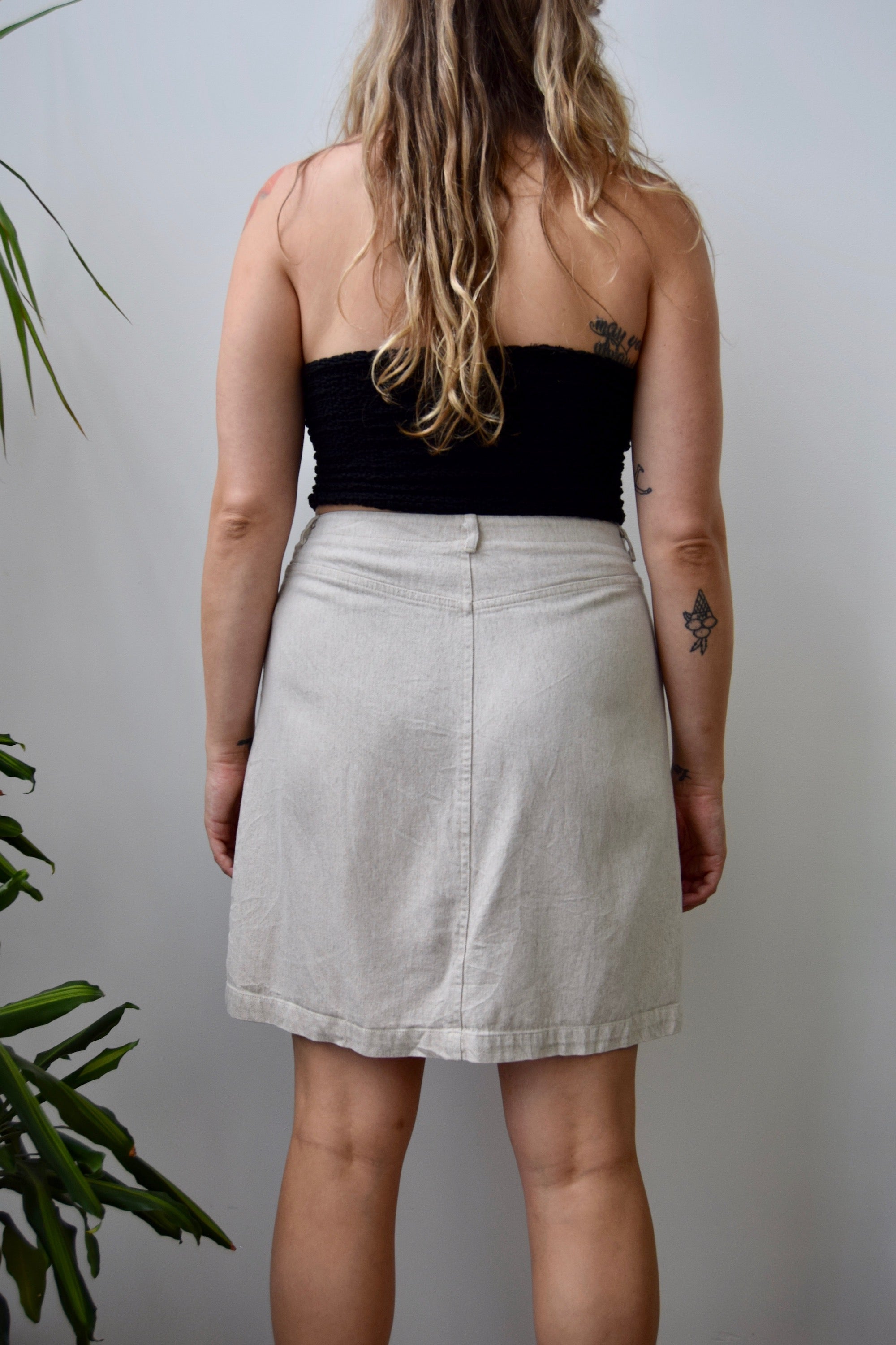 Tan Linen Blend Skirt