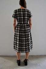 Plaid Linen Blend Market Dress