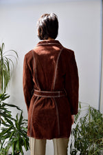 Seventies Chocolate Suede Belted Jacket