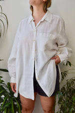 White Ramie Pocket Button Up