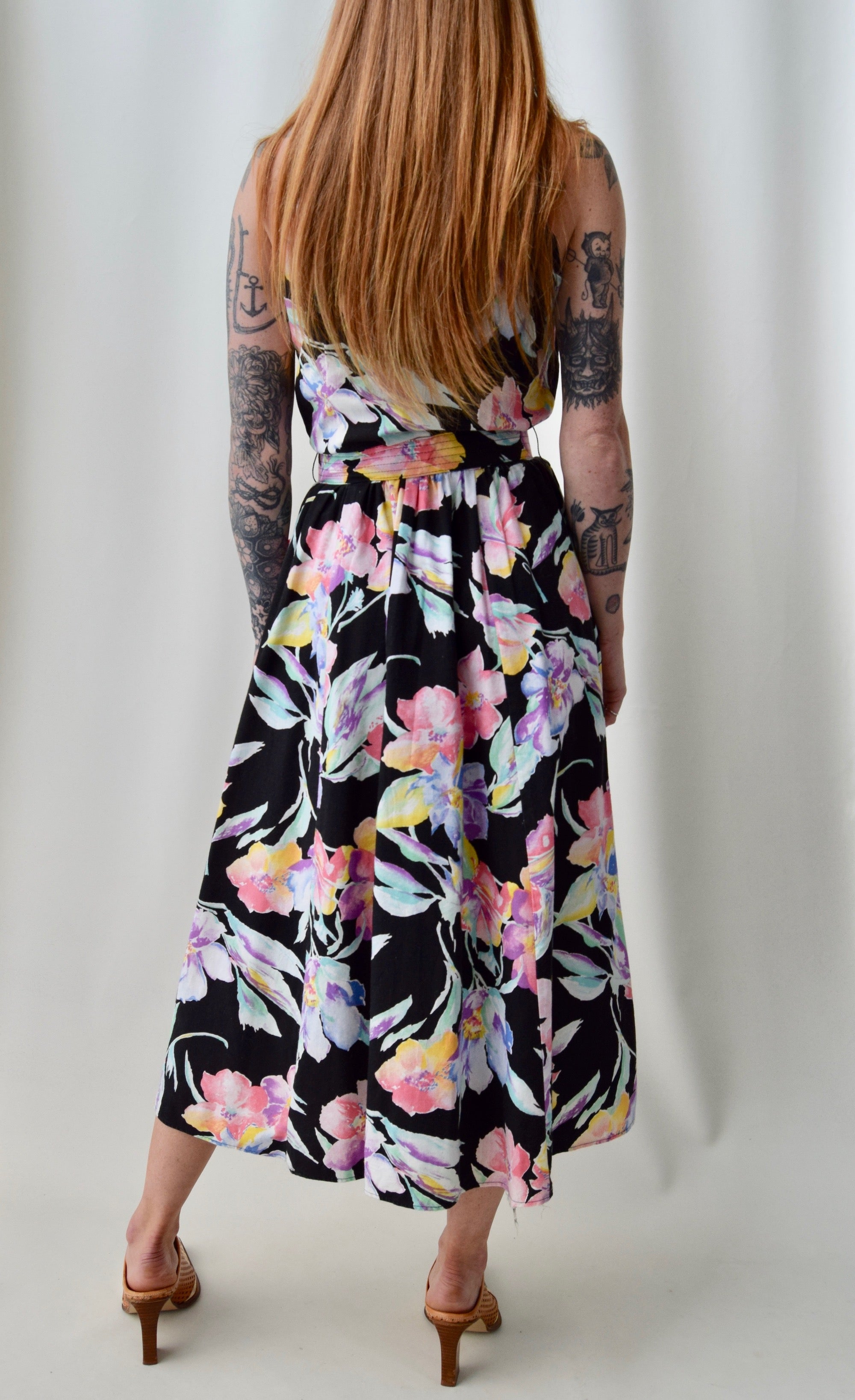 "Prago" Watercolour Floral Halter Summer Dress
