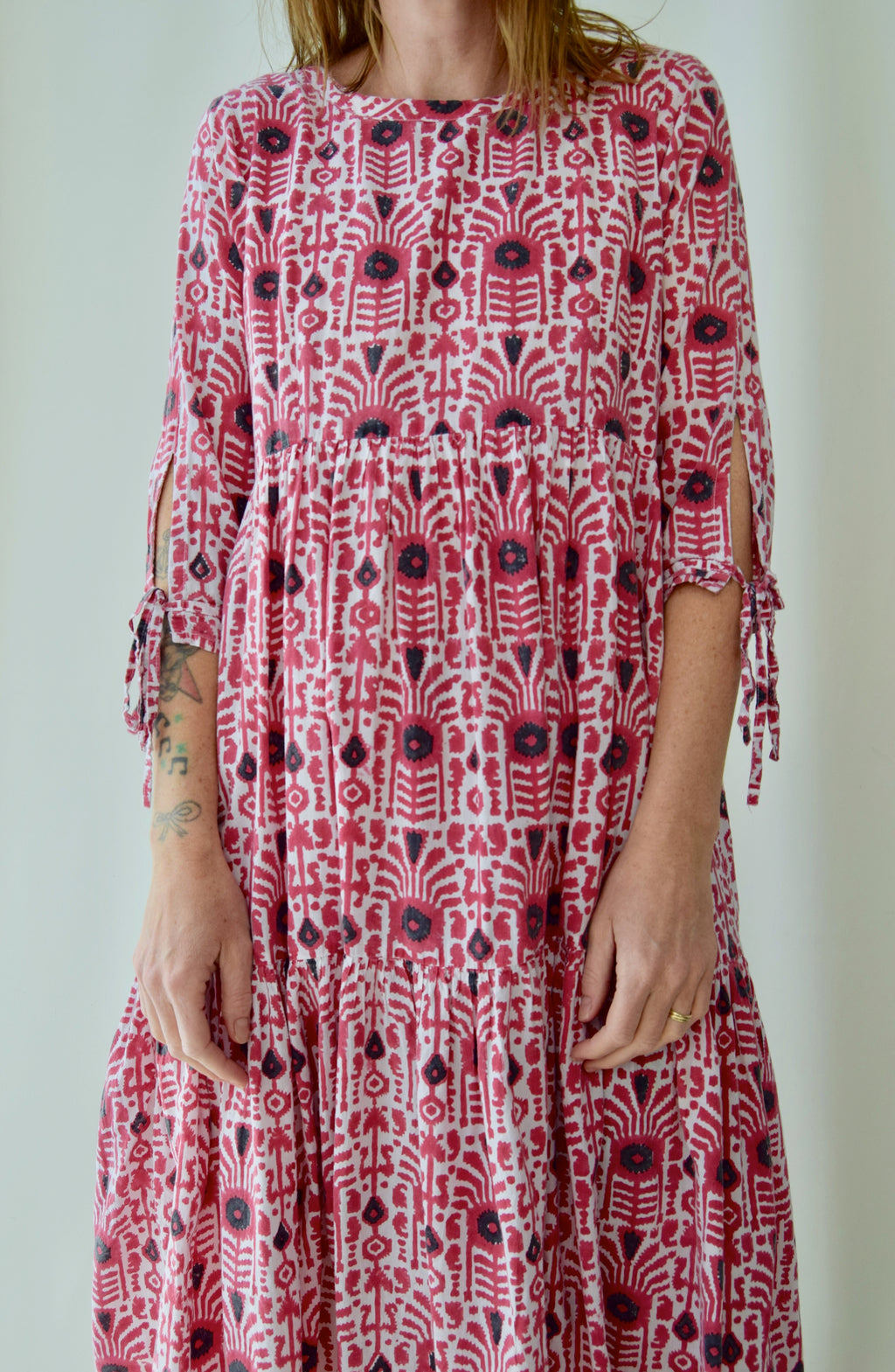 Abstract Block Print Cotton Summer Dress