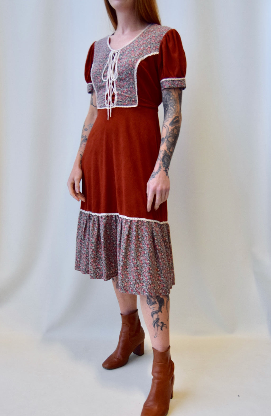 Seventies Rust Prairie Dress