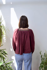 Maroon Papillon Peasant Blouse