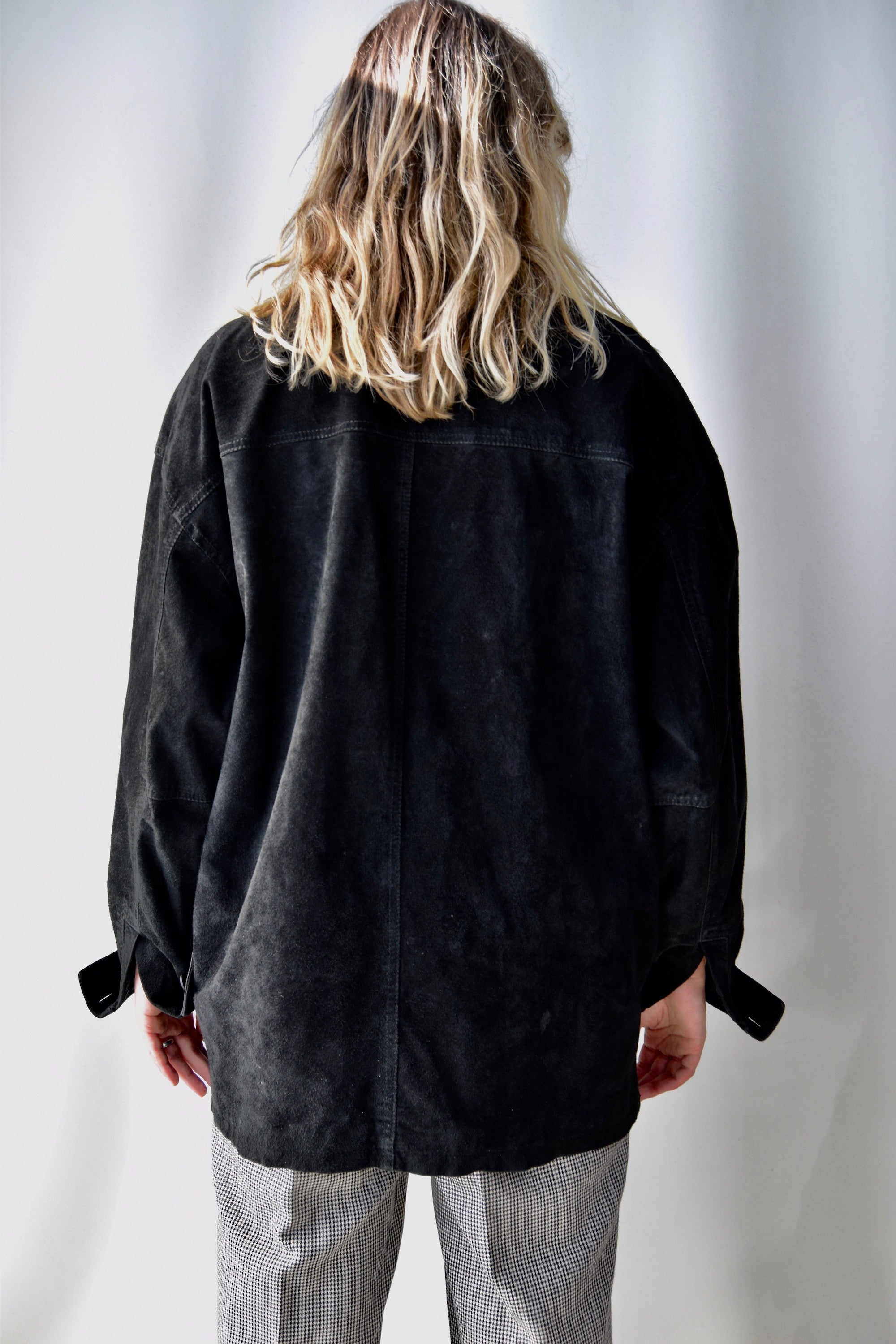 Black Suede Button Up