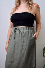 Olive Green Linen Skirt