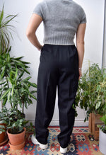 Black Pleated Wool Trousers