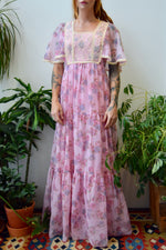 Seventies Flutter Floral Gown