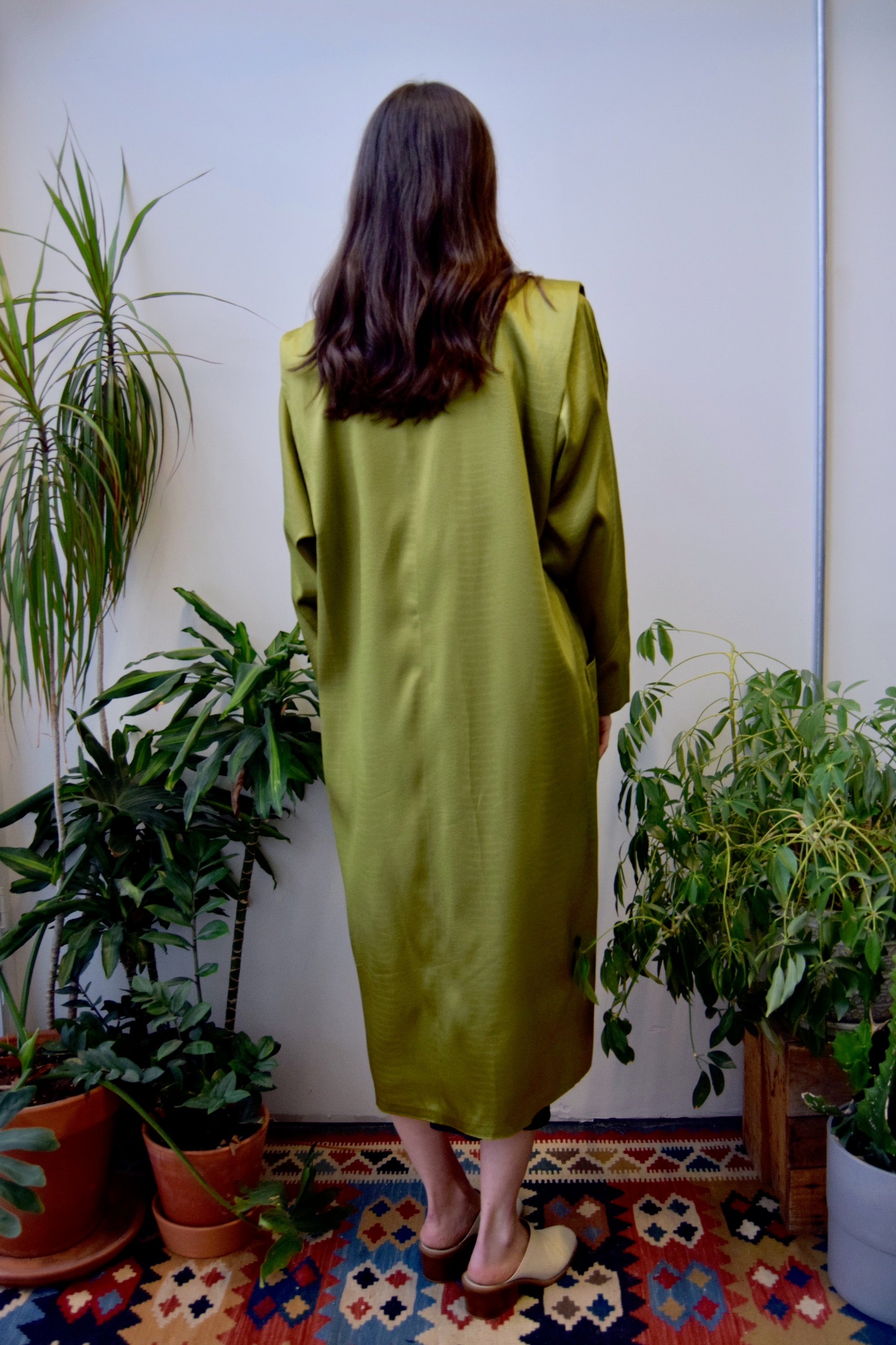 Chartreuse Satin Trench