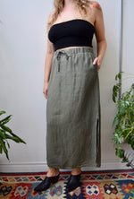 Olive Green Linen Skirt