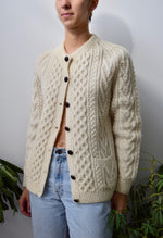 Cream Wool Irish Knit Cardigan