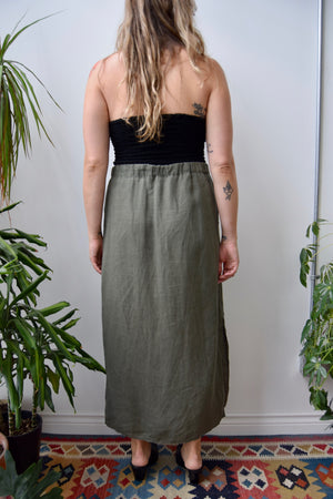 Olive Green Linen Skirt