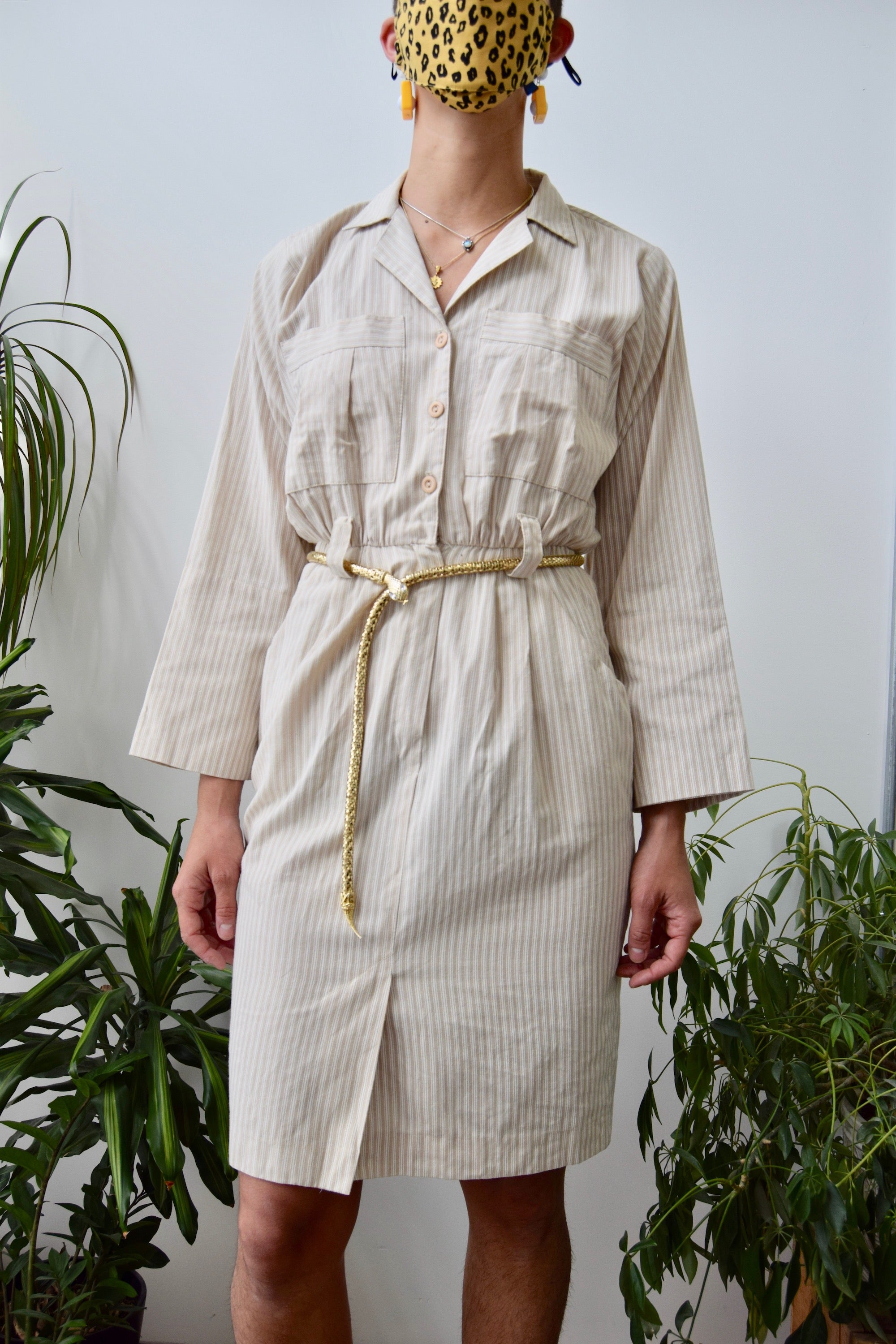 Tan Cotton Shirt Dress