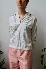 Fifties Embroidered Western Blouse