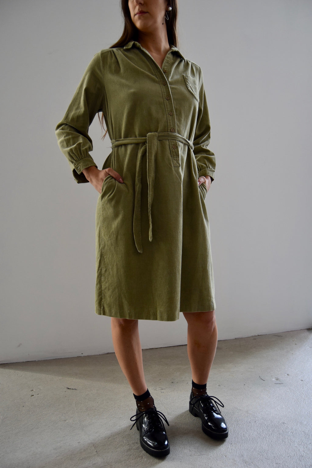 Vintage Corduroy Shirt Dress