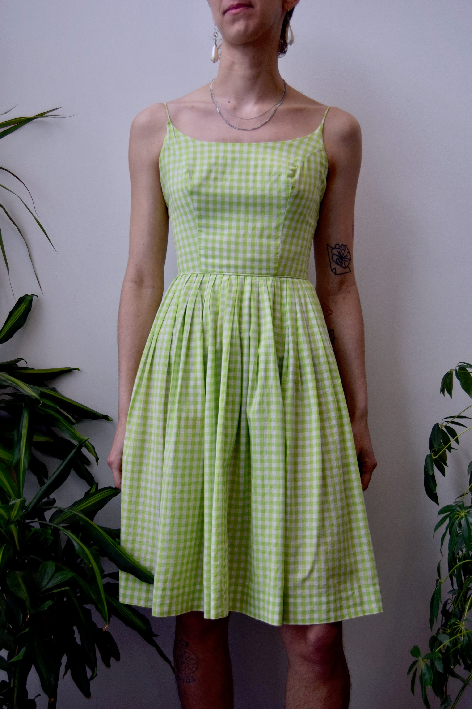 Sixties Lime Gingham Summer Dress