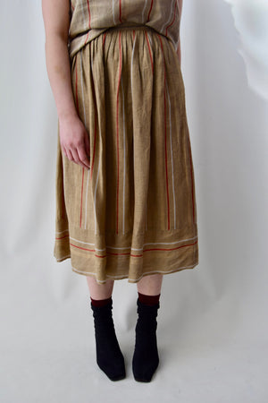 1980's Two Piece Linen Skirt Set