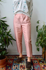 Coral Silk Cigarette Trousers
