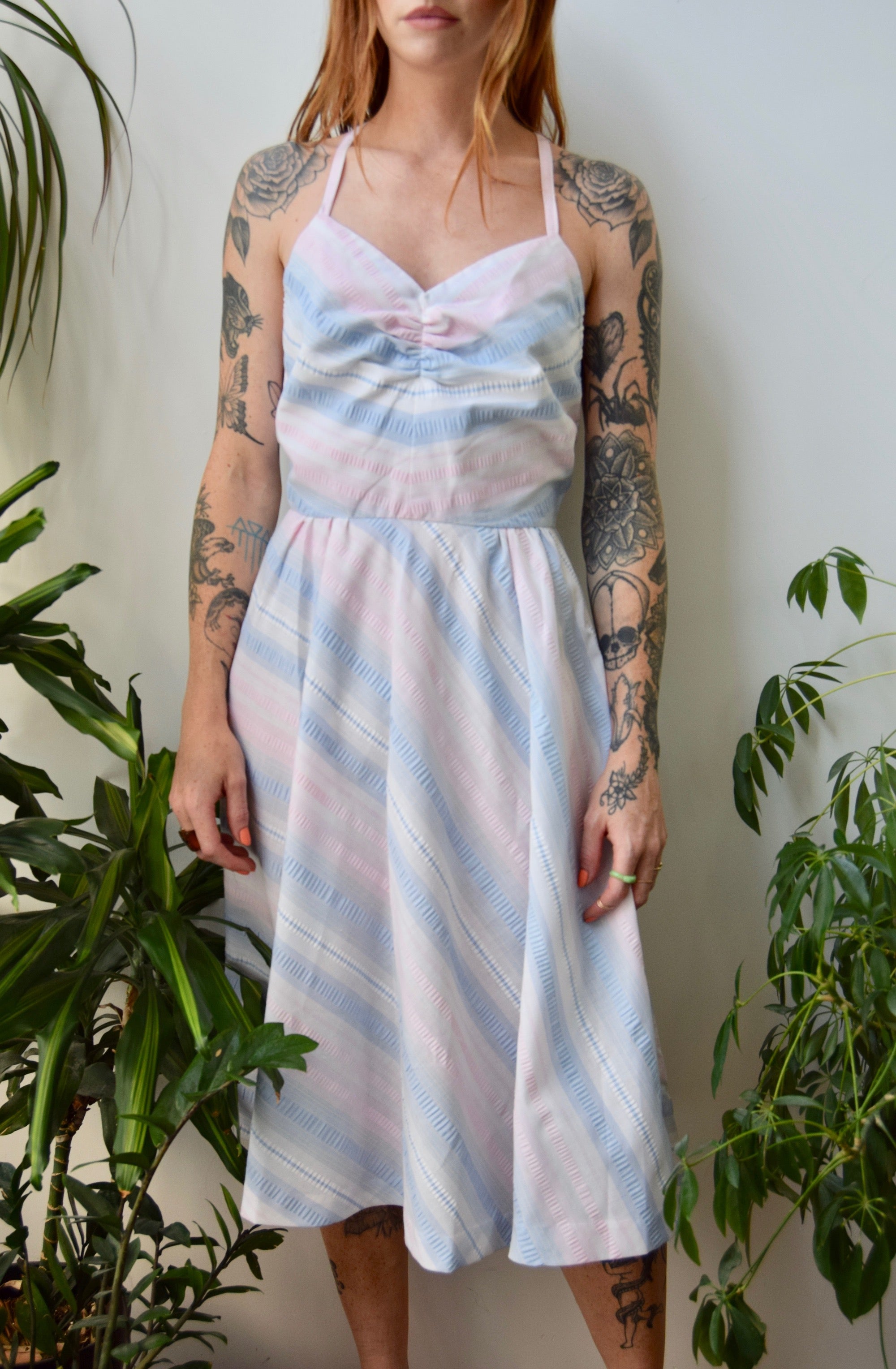 Pastel Seersucker Summer Dress