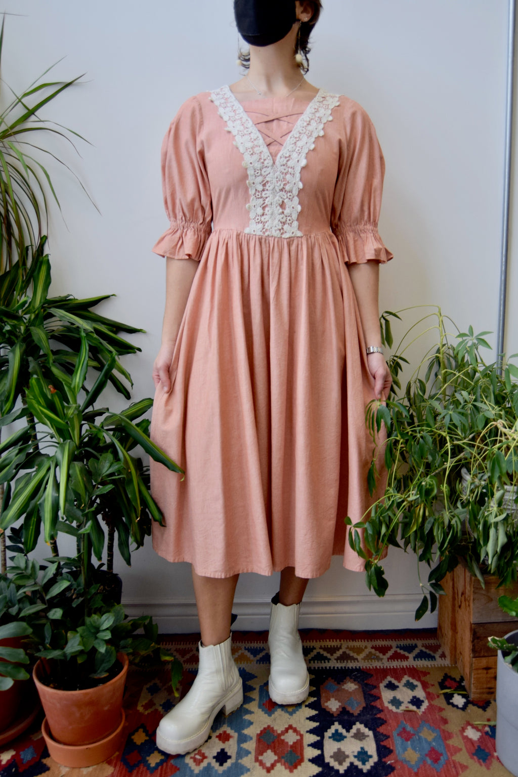 Peach Milkmaid Dress