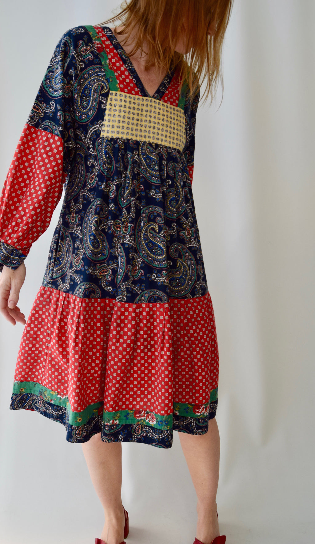 Cotton Patchwork Paisley Market Dress