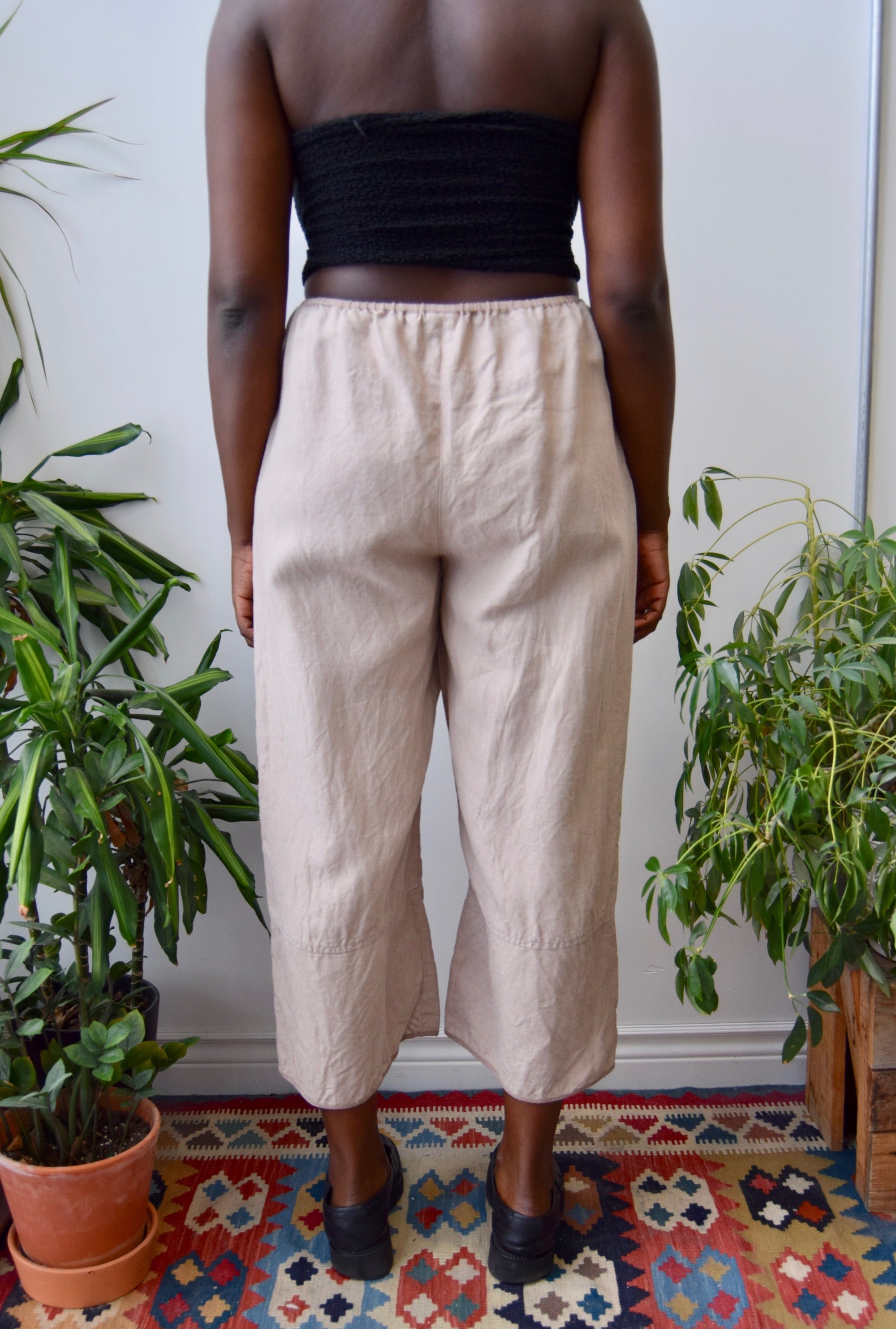 Taupe Linen Flood Pants