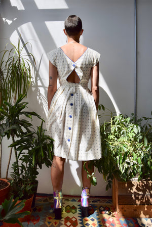 Blue and White Cotton Dot Summer Dress