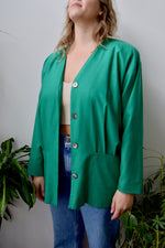 Kindergarten Green Raw Silk Blazer