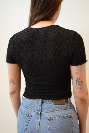 90's Black Lace Stretchy Crop Top