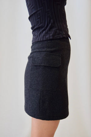 Wool Cargo Wrap Skirt