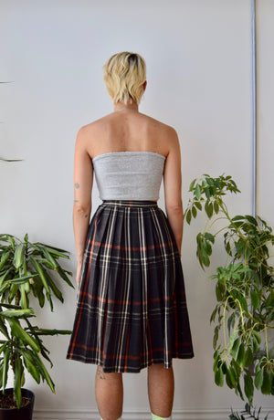 Charcoal Wool Plaid Skirt