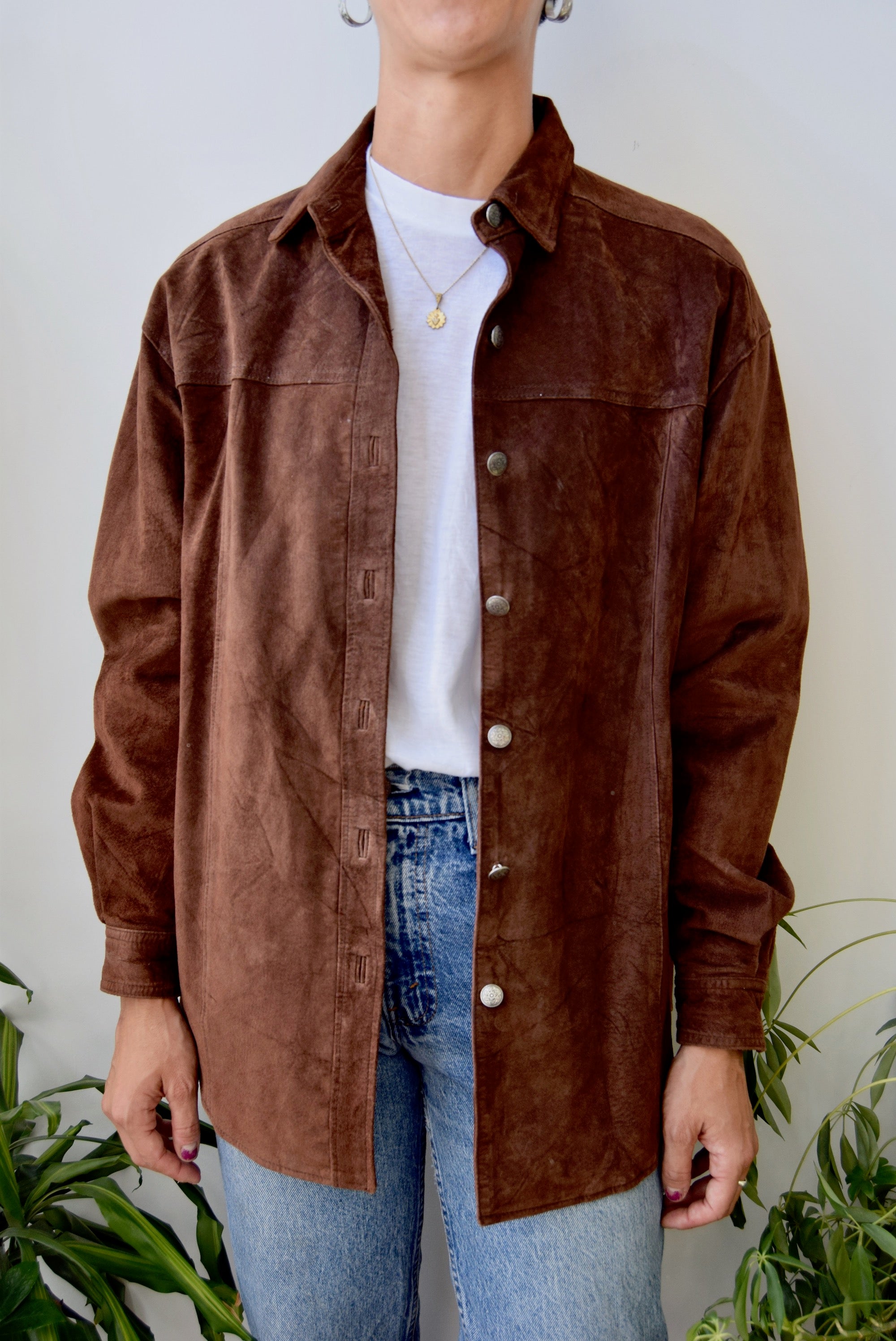 Chocolate Suede Button Up