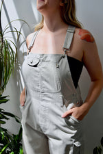 Beige Cotton Cargo Overalls