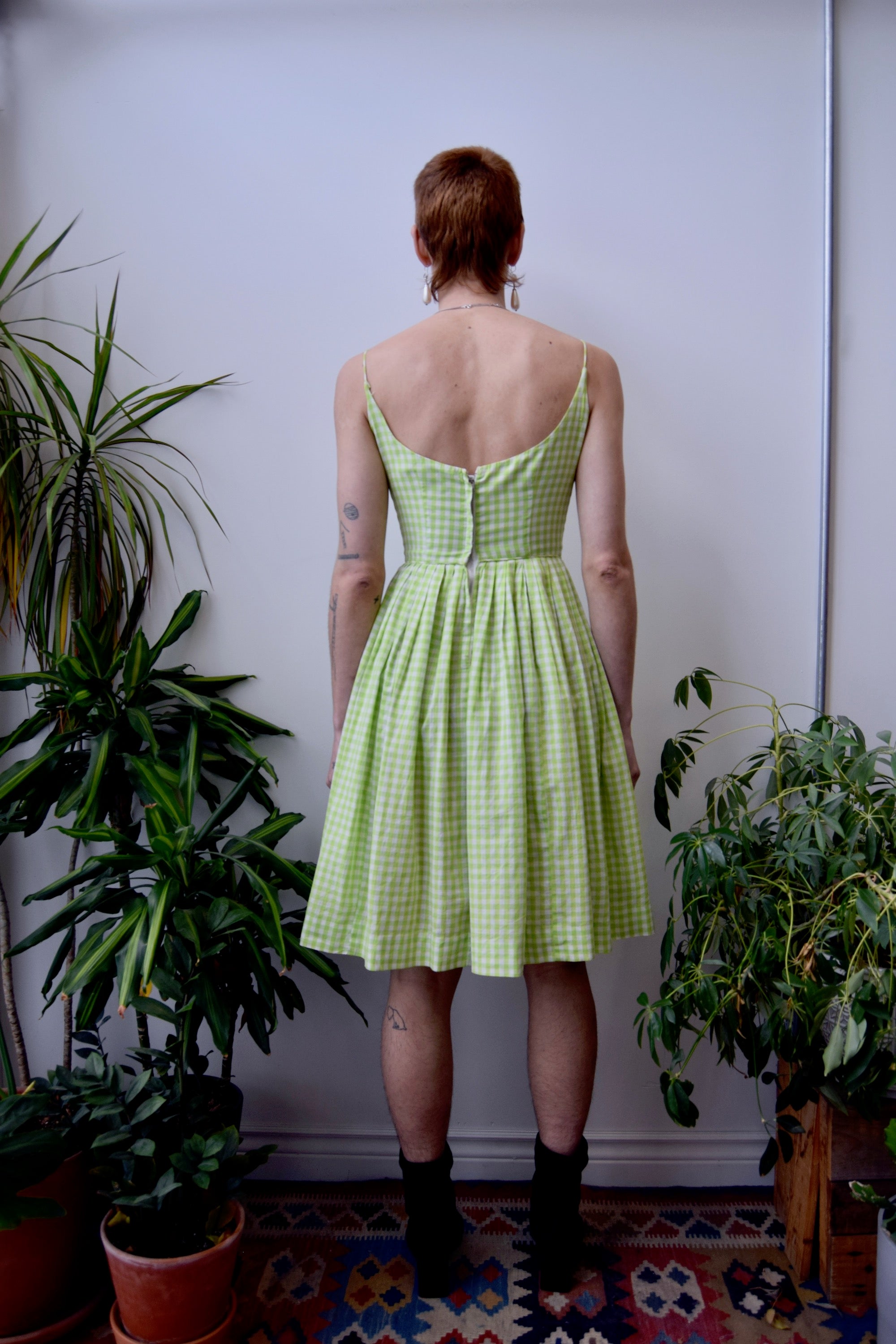 Sixties Lime Gingham Summer Dress