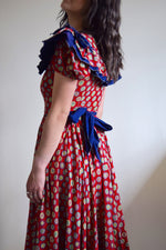 1950's Cherry Red Cotton Country Gown