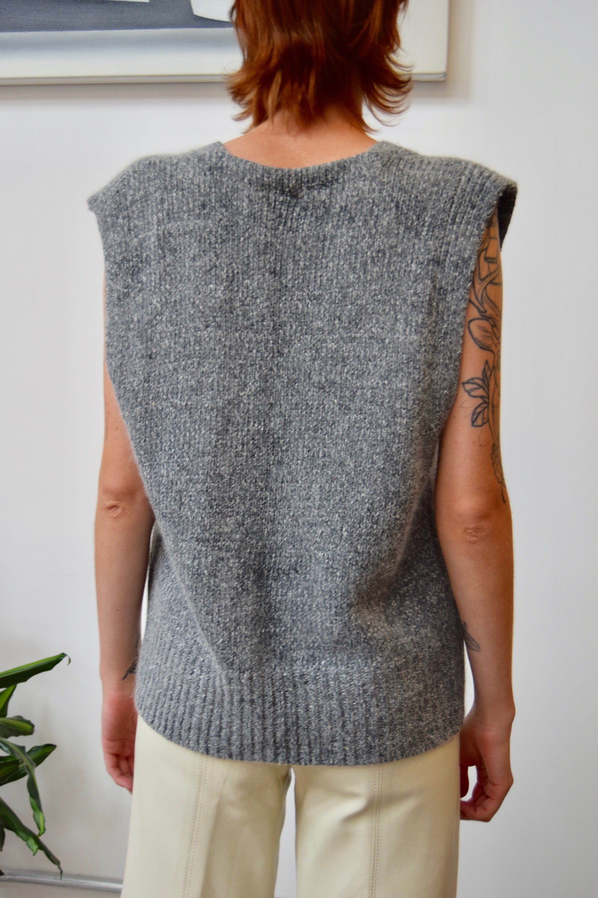 Double Breasted Silk Knit Sweater Vest
