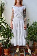 Drop Waist White Cotton Dress