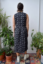 Nineties B&W Floral Rayon Dress