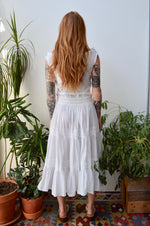 Drop Waist White Cotton Dress