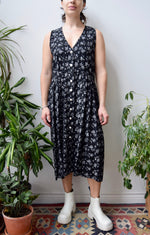 Nineties B&W Floral Rayon Dress