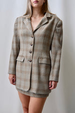 Nineties Plaid Wool Mini Skirt Suit